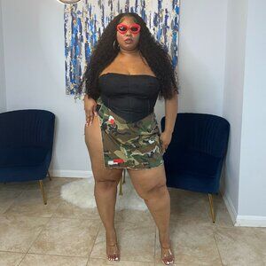 Camo Cargo Mini Skirt | Adjustable Slit Button Front Streetwear Skirt